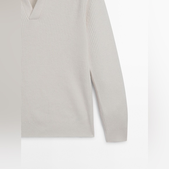 MASSIMO DUTTI Extrafine Wool Blend Ribbed Knit Polo Sweater - Picture 10 of 16